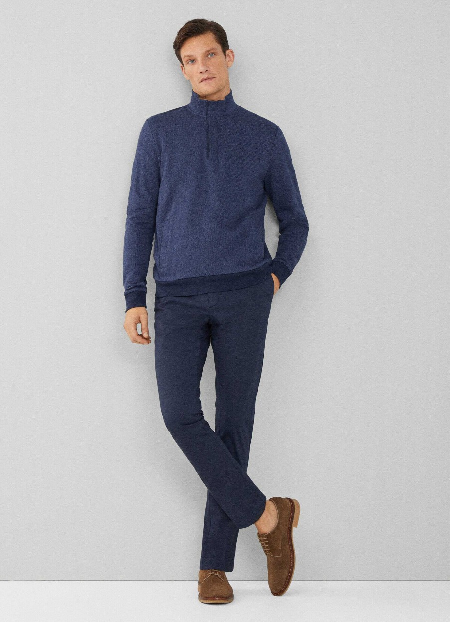 Kleding Hackett London | Klassieke Fit Jacquard Sweatshirt Met Halve Rits