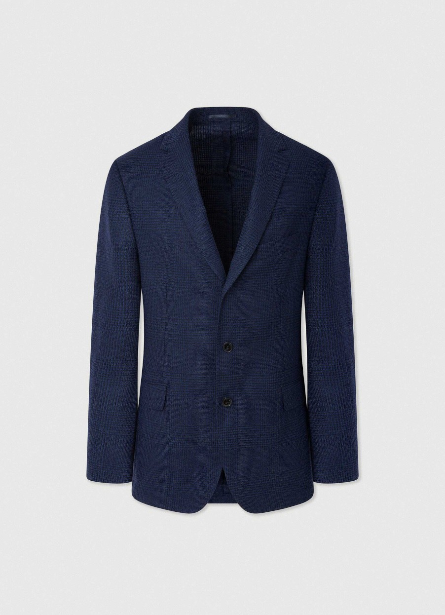 Kleding Hackett London | Glencheck-Blazer Van Wol En Linnen