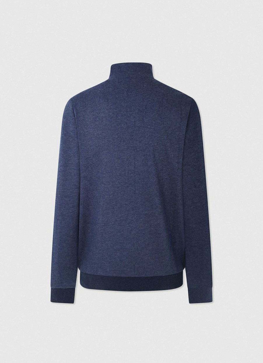 Kleding Hackett London | Klassieke Fit Jacquard Sweatshirt Met Halve Rits