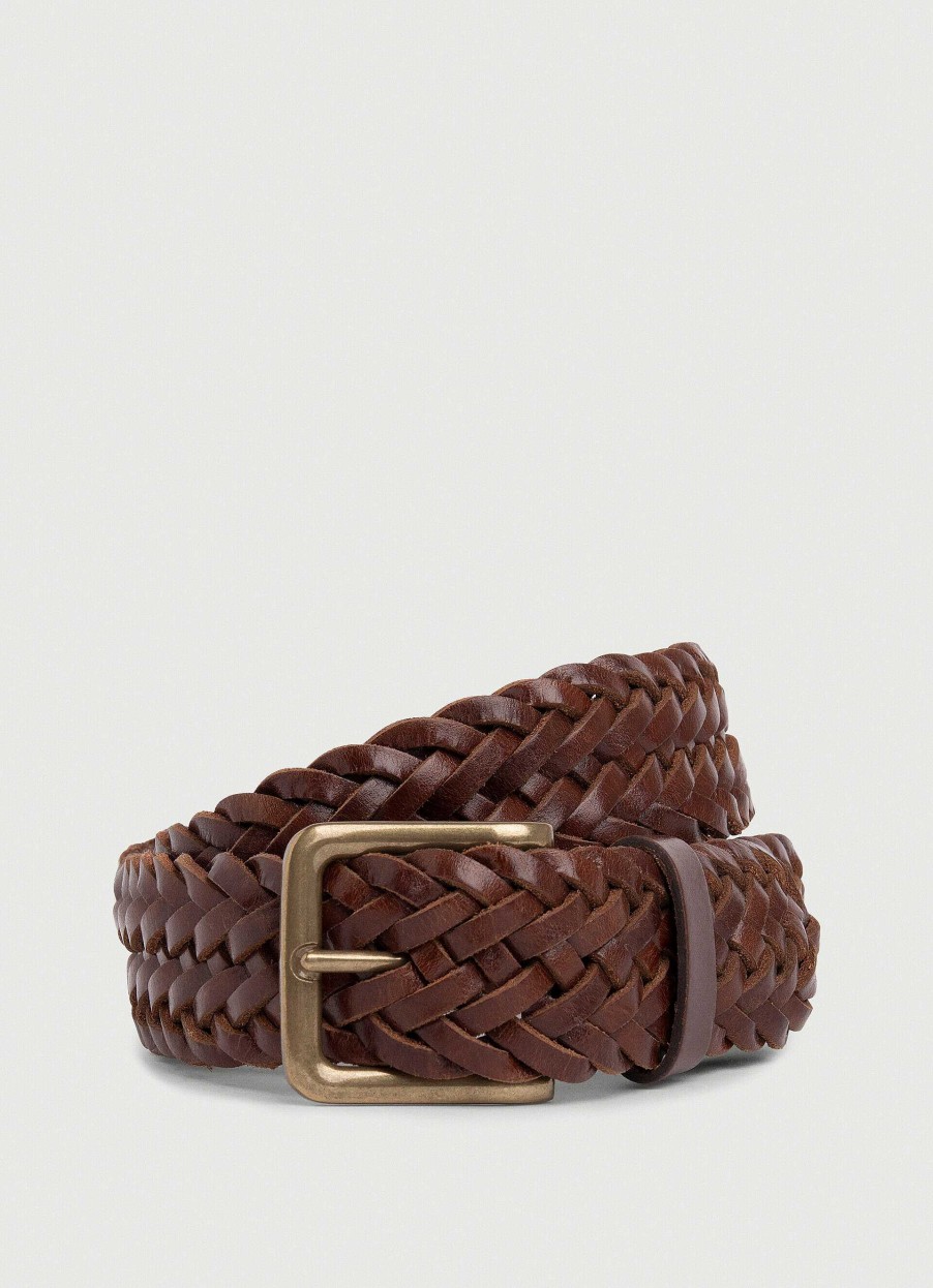 Accessoires Hackett London | Bruine Leren Gevlochten Riem